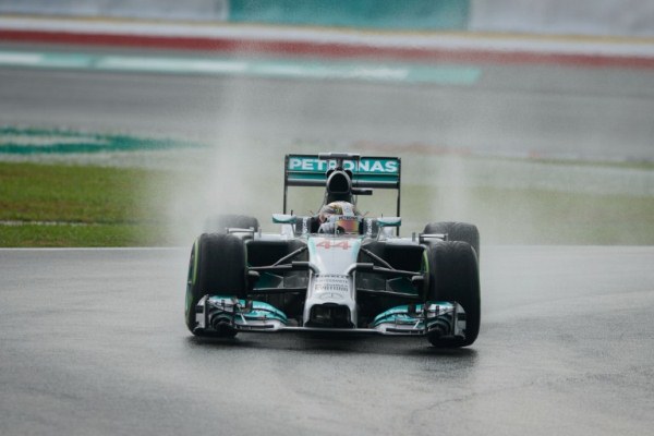 Mercedes driver Lewis Hamilton takes a corner during the first qualifying session of the Formula One Malaysian Grand Prix at Sepang. AFPpic
