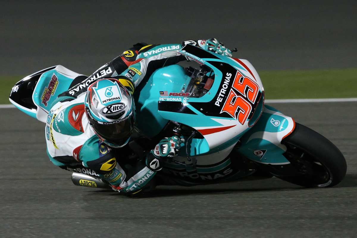 Hafizh Syahrin during the Moto2 race in Qatar.
