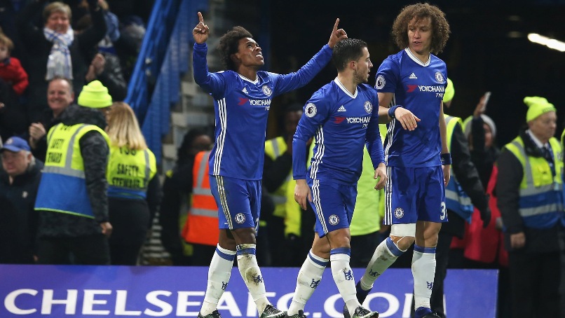Willian powers Chelsea to record-equalling win