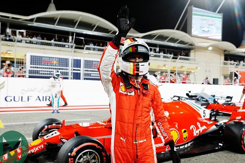Vettel takes pole as Ferrari lock-out Bahrain front row